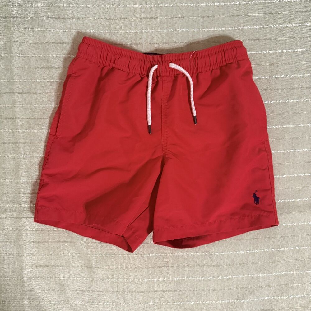 Polo Ralph Lauren Boys Red Shorts Size 8 Drawstring Casual Great Condition